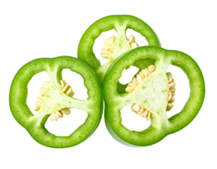  Twisted Green Chile Pepper with Water Droplets, Macro Close-Up, Isolated on Transparent Background