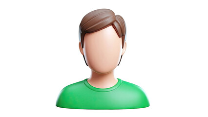 3D Avatar Icon: Male with Brown Hair and Green T-shirt