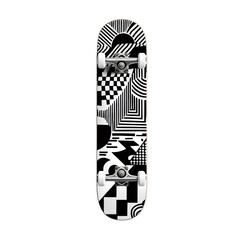 Modern Skateboard with Geometric Graphic Pattern Isolated on Transparent Background