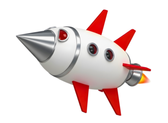 Retro rocket isolated on white isolated on transparent background