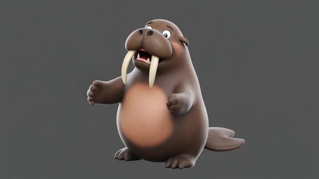 Cartoon Walrus Character Animation Sequence.