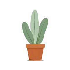 Obraz premium Vector illustration of a potted cactus plant in a terracotta pot viewed from the front