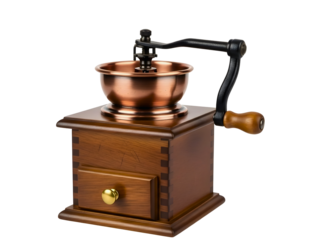 Vintage coffee grinder isolated on transparent background
