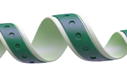 Green Abstract Swirling Ribbon with Circular Pattern