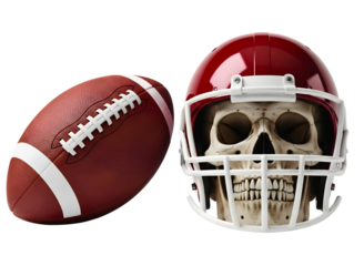 Football skull helmet concept isolated on transparent background