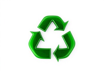 Obraz premium Green recycle symbol vector illustration on a white background representing an eco sign and conservation icon for environmental protection and waste reuse