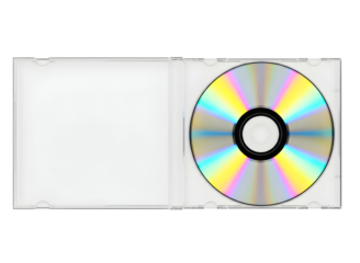 Blank dvd case and disc isolated on transparent background