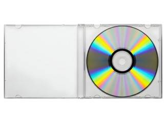 Blank dvd case and disc isolated on transparent background