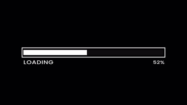 Loading progress bar animation from 0 to 95% on transparent background, Loading bar failed on 95% uncomplete animated with alpha channel.