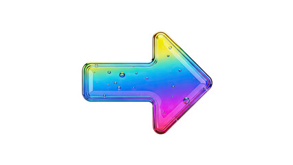 Rainbow colored glass arrow with bubbles