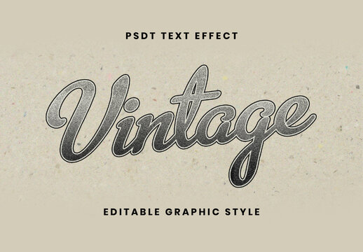 Black And White Vintage Grain Craft Paper Text Effect Classic Script Retro Font