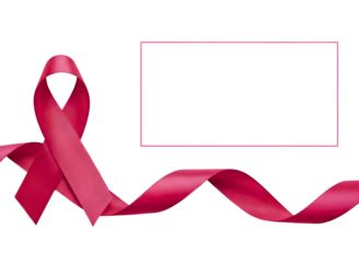 Pink ribbon awareness symbol isolated on transparent background