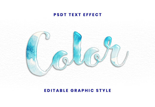 Blue And White Watercolor Wash Text Effect Script Artistic Font