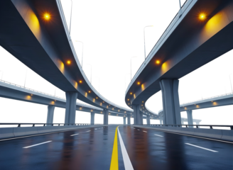 Highway overpass junction isolated on transparent background