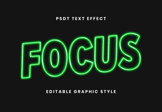 Green Neon Outline Text Effect Glowing Wireframe Font
