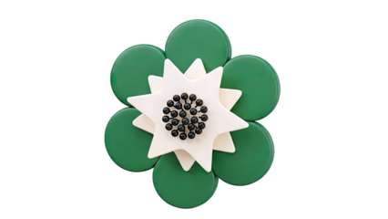 Green and Cream Flower with Black Center
