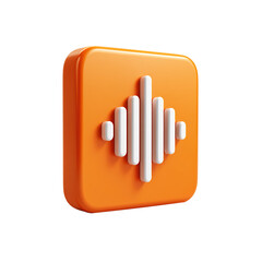 3D Voice Waveform Icon with Red and Black Audio Frequency Bars Isolated on Transparent Background