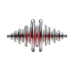 3D Voice Waveform Icon with Red and Black Audio Frequency Bars Isolated on Transparent Background