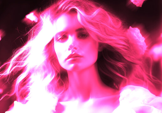 Fuchsia And White Bright Smudged Photo Effect