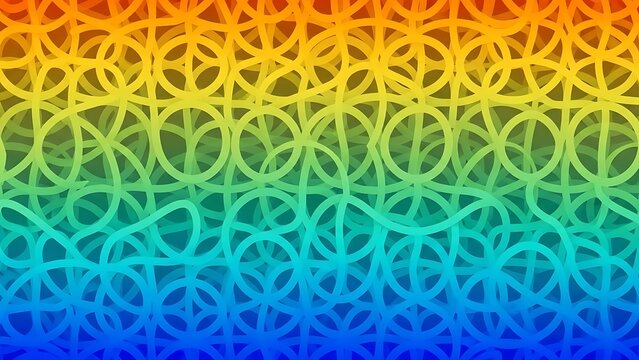 Vibrant rainbow gradient background with intricate interlocking circles pattern - Powered by Adobe