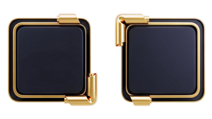 Two Black Squares with Gold Corner Accents