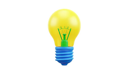 3D Yellow Light Bulb with Blue Base