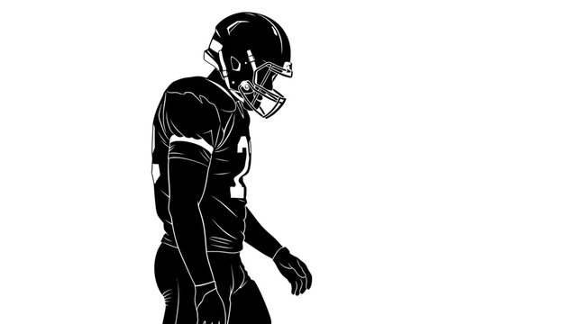 American Football Player Silhouette Illustration.