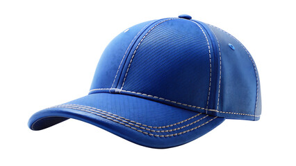 Fototapeta premium a single, vibrant blue baseball cap, displayed on a transparent background