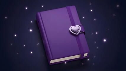 a purple journal with a heart shaped lock on the cover