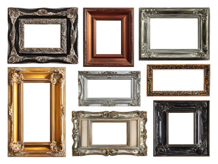 Collection of ornate picture frames in various styles and colors