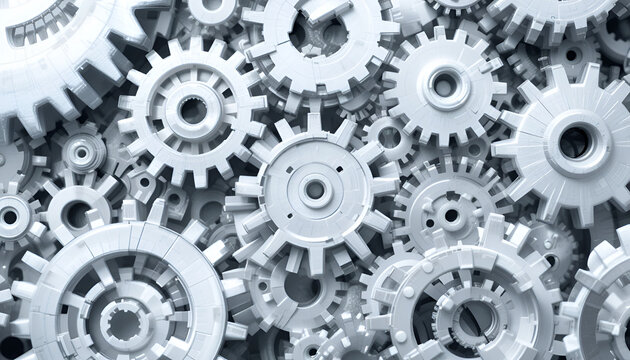 Intricate arrangement of interlocking metal gears in a complex mechanical system - Powered by Adobe