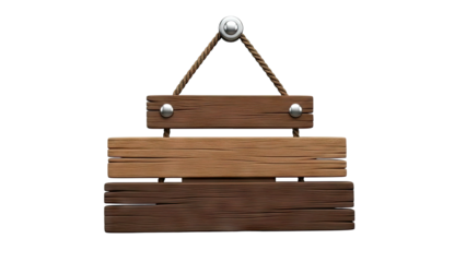 Hanging Wooden Sign with Rope and Metal Rivets