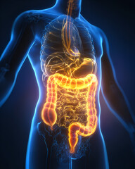 Illuminated human digestive system