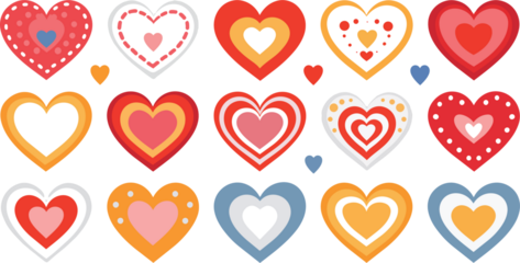 set of colorful hearts patterns design on valentine day