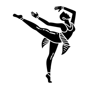 jazz dancer kicking leg high icon silhouette illustration for dance and performance design 