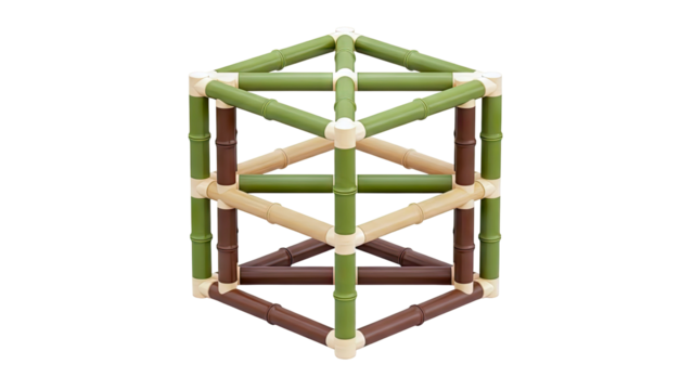 Geometric Structure Made of Bamboo-like Rods - Powered by Adobe
