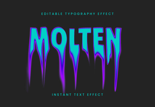 Blue And Purple Liquid Melted Text Effect Psychedelic Dripping Font