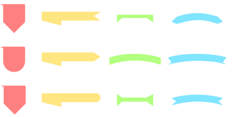 Primary colors collection of 12 vibrant ribbon banner shapes and labels for educational content and bold designs, comprehensive vector set.