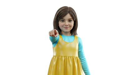 Animated girl pointing finger