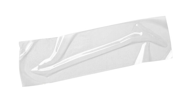 Clear Adhesive Tape Strip Isolated on White Background