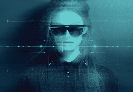 Cyan And Black Futuristic Hologram Photo Effect