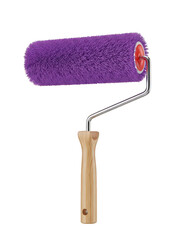 Fototapeta premium Purple paint roller on transparent background
