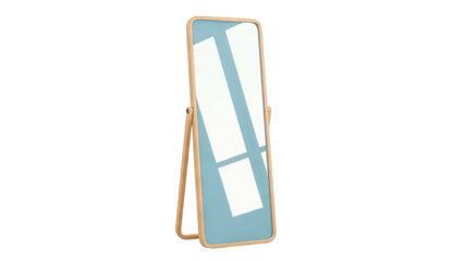 Modern Full-Length Mirror with Light Wood Frame