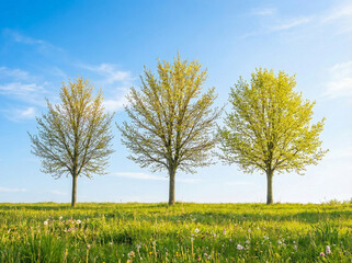 Fototapeta premium Three Trees Through the Four Seasons – Spring