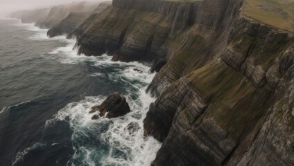 Dramatic coastal cliffs meet churning sea