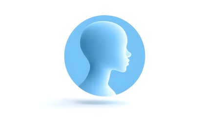 A blue 3d clay user avatar with a male head silhouette inside a circle made in rounded claymorphism style showing a tactile profile icon for mobile interfaces
