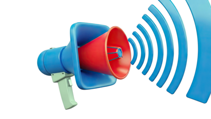 3D Rendered Megaphone with Sound Waves