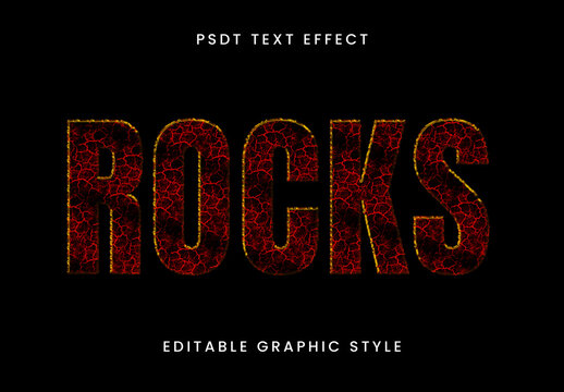 Red And Yellow Cracked Lava Rock Text Effect Burning Strong Font