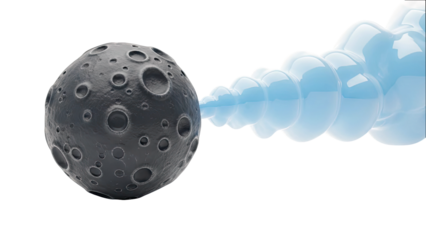 Cratered Moon with Blue Swirling Smoke