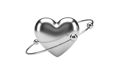 Chrome Heart with Orbital Rings and Spheres
